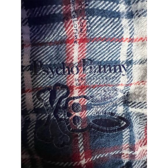 Psycho Bunny Men's M Blue Long Sleeve Waffle Knit Button-Up Shirt - Picture 7 of 7